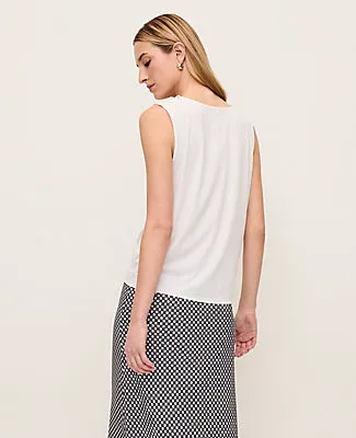 Ann Taylor Petite Mixed Media V-neck Ruffle Shell Top sold by Ann Taylor product image thumbnail 2
