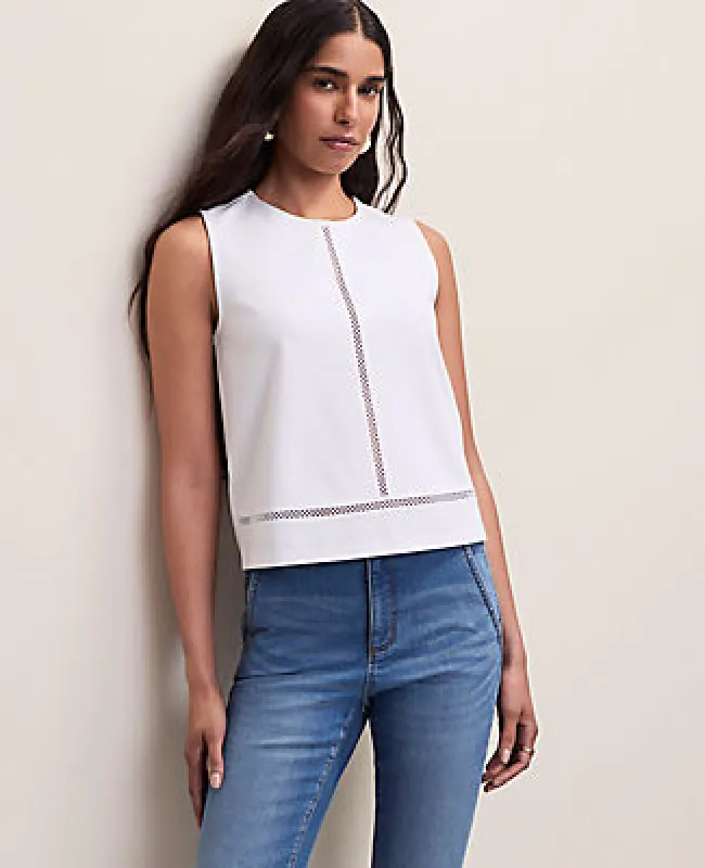 Ann Taylor Ponte Lace Trim Shell Top made by Ann Taylor