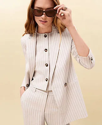 Ann Taylor The Petite Crosby Blazer in Pinstripe sold by Ann Taylor product image thumbnail 4