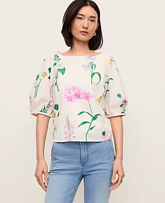 Ann Taylor Petite Floral Boatneck Popover Top sold by Ann Taylor product image thumbnail 3