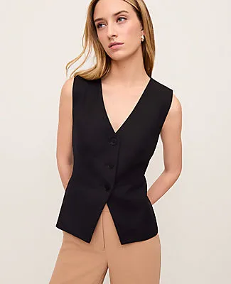 Ann Taylor The Petite V-Neck Peplum Vest in Seasonless Stretch sold by Ann Taylor