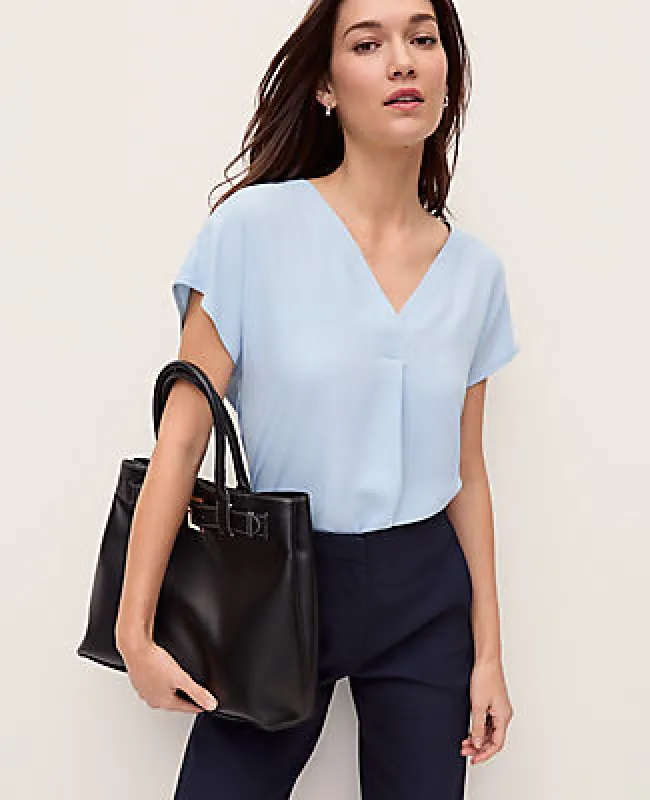 Ann Taylor Mixed Media Pleat Front Blouse made by Ann Taylor