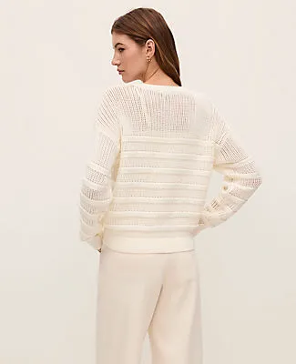 Ann Taylor Weekend Textured Pointelle Sweater sold by Ann Taylor product image thumbnail 2