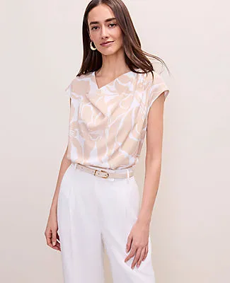 Ann Taylor Petite Floral Mixed Media Cowl Neck Top sold by Ann Taylor