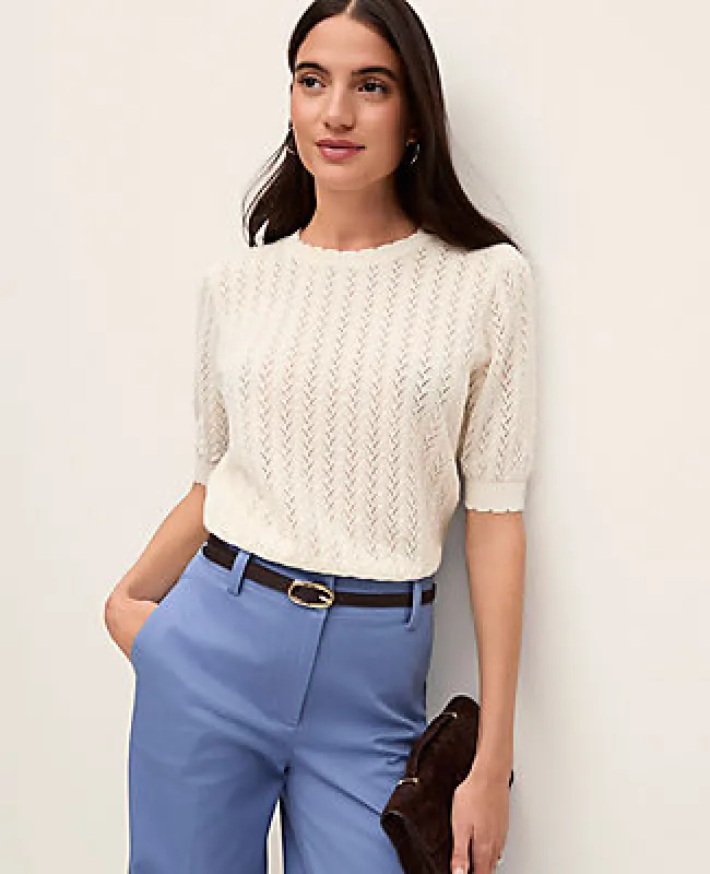 Ann Taylor Petite Weekend Pointelle Sweater Tee made by Ann Taylor