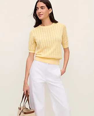 Ann Taylor Petite Weekend Pointelle Sweater Tee sold by Ann Taylor product image thumbnail 3