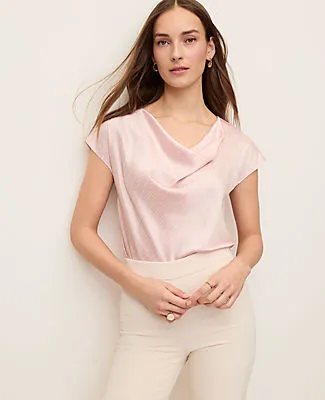 Ann Taylor Petite Geo Satin Cowl Neck Top sold by Ann Taylor product image thumbnail 3