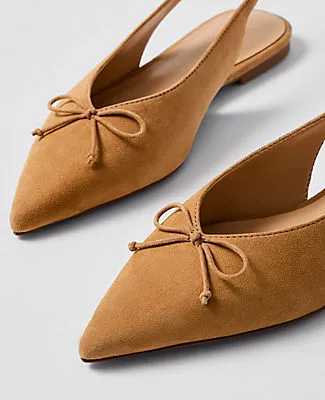 Ann Taylor Weekend Suede Bow Slingback Flat sold by Ann Taylor