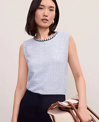 Ann Taylor Petite Braid Trim Tweed Top sold by Ann Taylor
