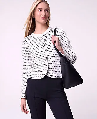 Ann Taylor Petite Weekend Striped Knit Jacket sold by Ann Taylor