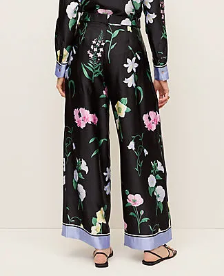 Ann Taylor The Petite Floral Pleated Wide Leg Pant in Satin sold by Ann Taylor product image thumbnail 4