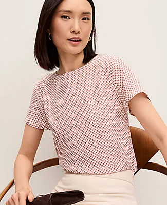 Ann Taylor Geo Mixed Media Crew Neck Tee sold by Ann Taylor