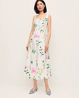 Ann Taylor Petite Floral Flare Midi Dress sold by Ann Taylor product image thumbnail 3