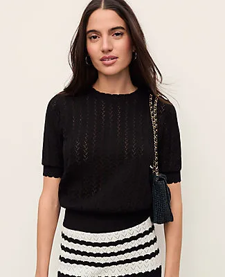 Ann Taylor Petite Weekend Pointelle Sweater Tee sold by Ann Taylor