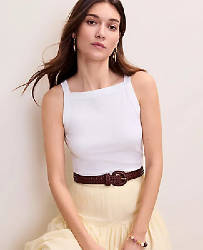 Ann Taylor Weekend Ribbed Square Neck Tank Top made by Ann Taylor
