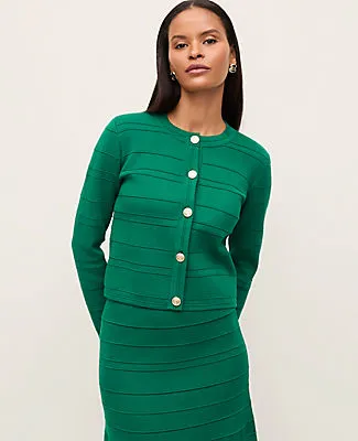 Ann Taylor Striped Scalloped Cardigan sold by Ann Taylor product image thumbnail 3