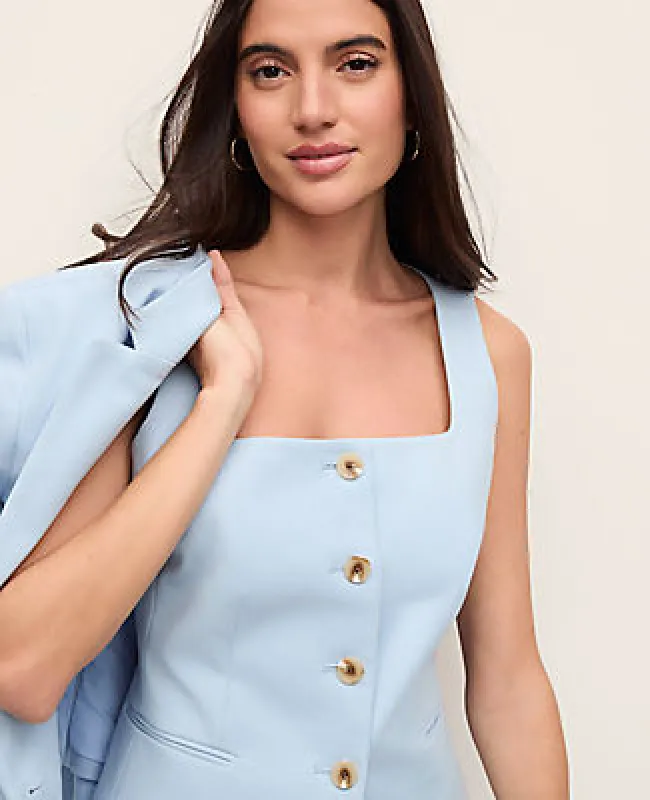 Ann Taylor The Petite Cutaway Square Neck Vest in Doubleweave made by Ann Taylor