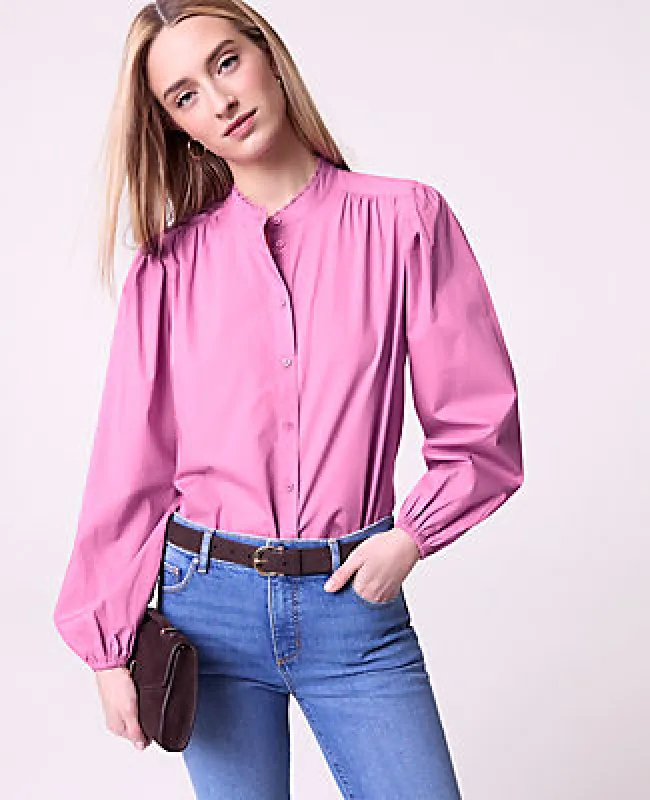 Ann Taylor Petite Weekend Embroidered Collar Blouse made by Ann Taylor
