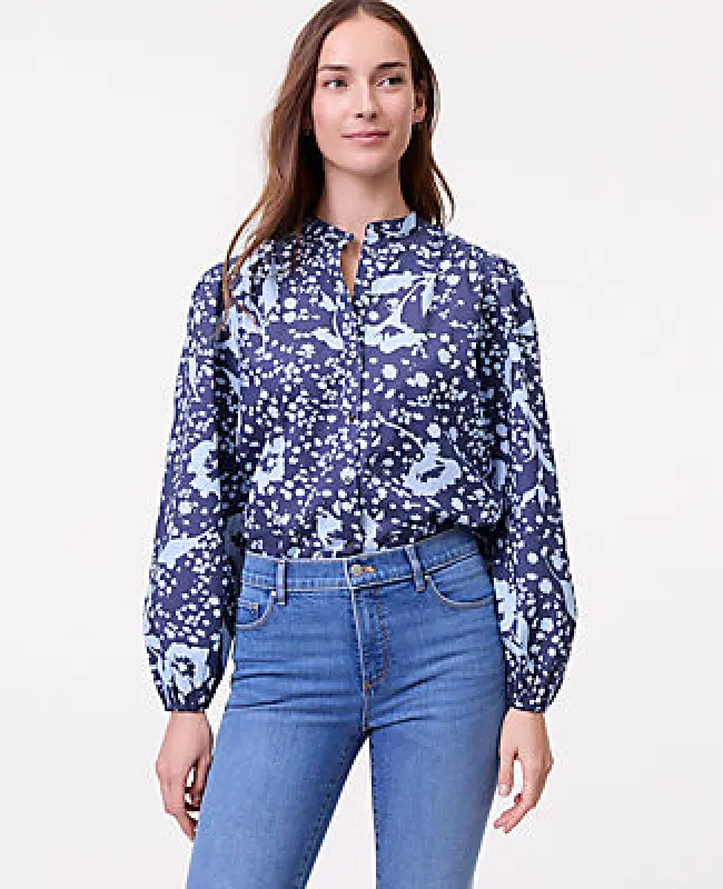Ann Taylor Weekend Floral Stand Collar Blouse made by Ann Taylor