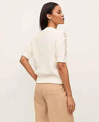 Ann Taylor Weekend Contrast Stitch Cable Sweater sold by Ann Taylor product image thumbnail 2