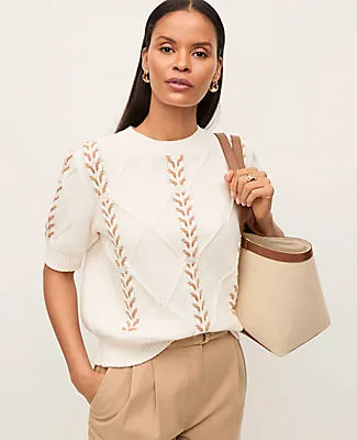 Ann Taylor Weekend Contrast Stitch Cable Sweater sold by Ann Taylor product image thumbnail 3