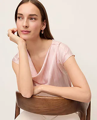 Ann Taylor Petite Geo Satin Cowl Neck Top sold by Ann Taylor