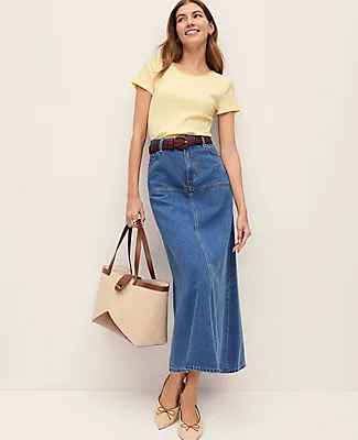 Ann Taylor Weekend Denim Midi Skirt sold by Ann Taylor
