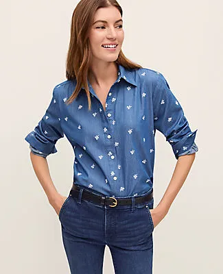 Ann Taylor Weekend Chambray Relaxed Perfect Shirt sold by Ann Taylor