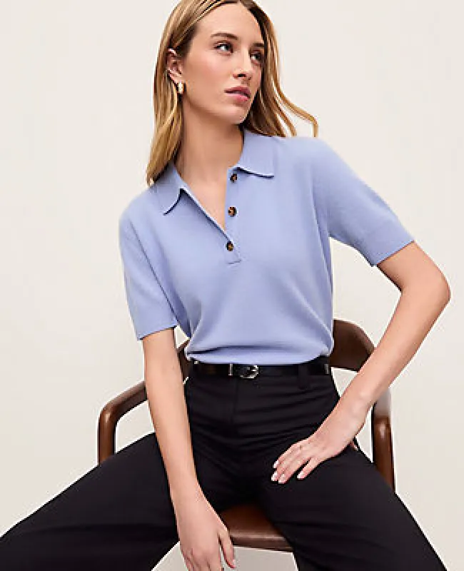 Ann Taylor Cashmere Polo Sweater made by Ann Taylor