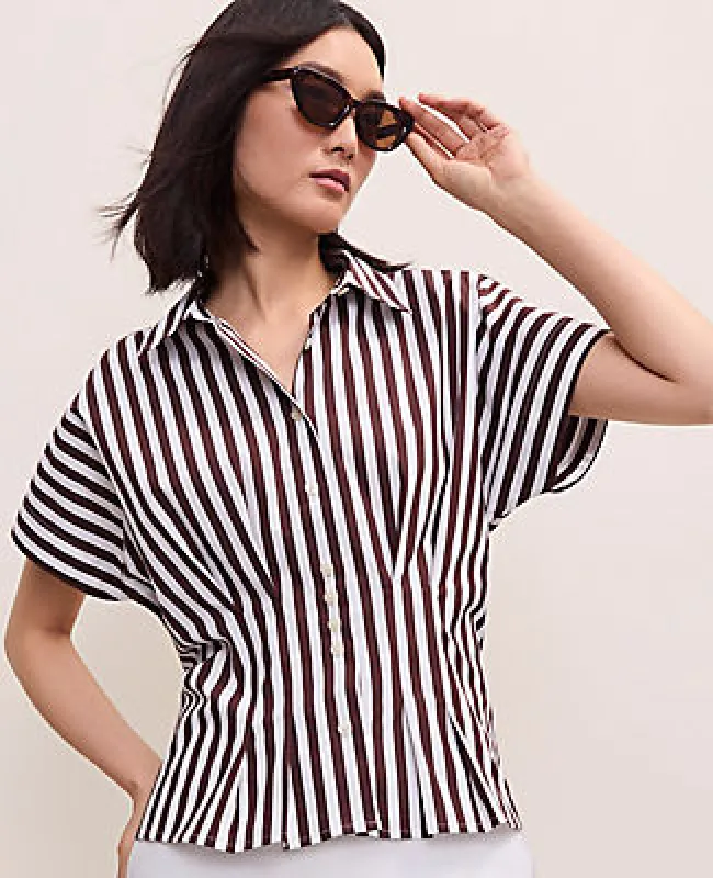 Ann Taylor Striped Pleated Blouse made by Ann Taylor