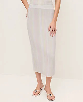 Ann Taylor Petite Striped Metallic Midi Skirt sold by Ann Taylor product image thumbnail 2