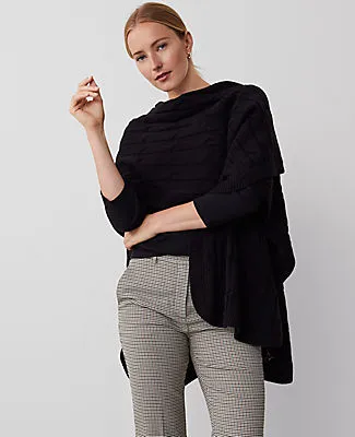 Ann Taylor Cable Stitch Open Front Poncho sold by Ann Taylor