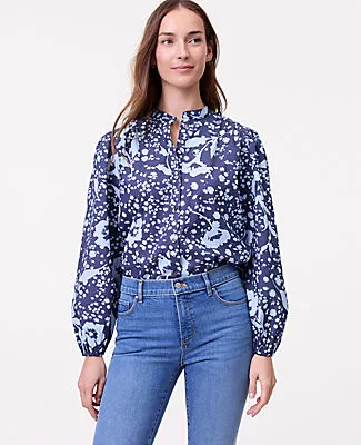 Ann Taylor Petite Weekend Floral Stand Collar Blouse sold by Ann Taylor