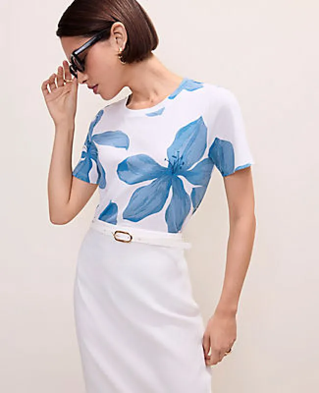 Ann Taylor Floral Crew Neck Tee made by Ann Taylor