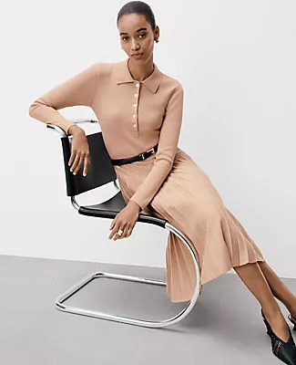 Ann Taylor Petite Pleated Polo Midi Dress sold by Ann Taylor product image thumbnail 3