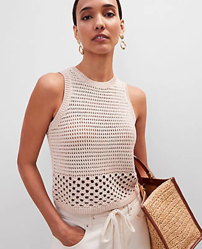 Ann Taylor Crochet Sweater Shell Top made by Ann Taylor