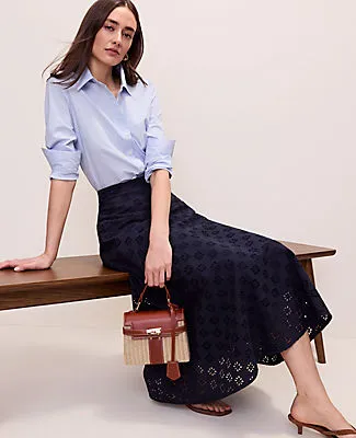 Ann Taylor Eyelet Full Midi Skirt sold by Ann Taylor
