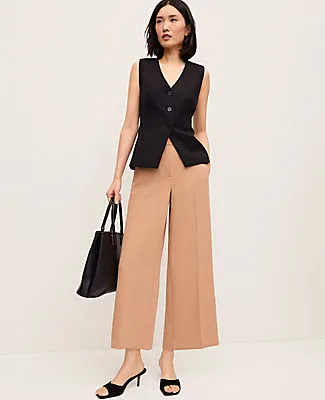 Ann Taylor The Petite Wide-Leg Cropped Pant in Fluid Crepe in Textured Crepe sold by Ann Taylor product image thumbnail 4