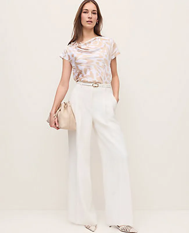 Ann Taylor The Petite Pleated Wide-Leg Pant in Textured Crepe made by Ann Taylor