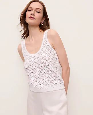 Ann Taylor Sequin Pointelle Sweater Tank Top sold by Ann Taylor