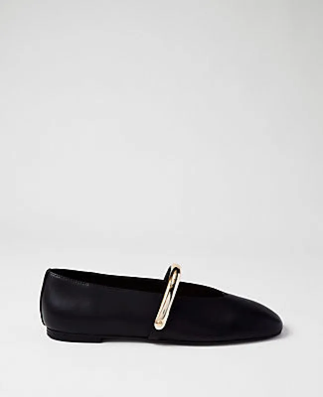 Ann Taylor Leather Hardware Embellished Mary Jane Flat made by Ann Taylor