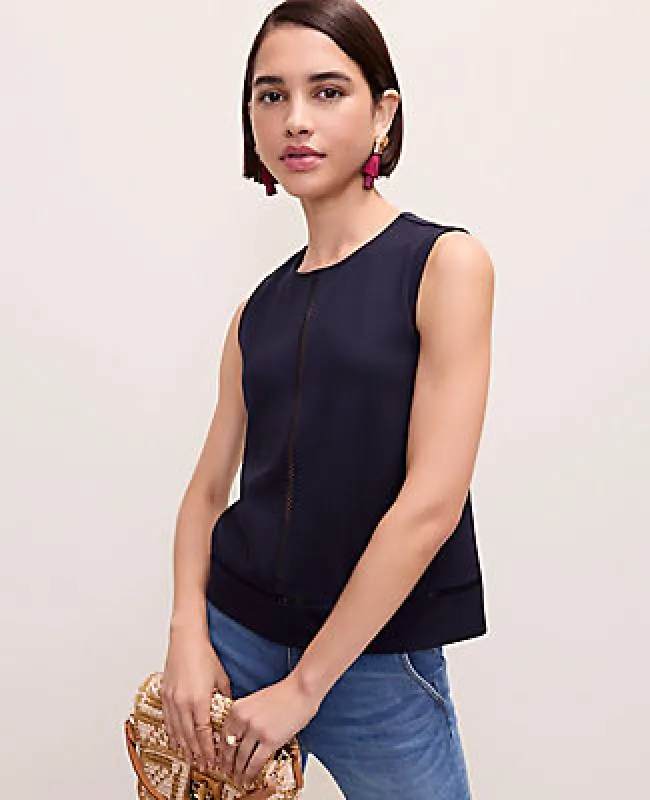 Ann Taylor Ponte Lace Trim Shell Top made by Ann Taylor