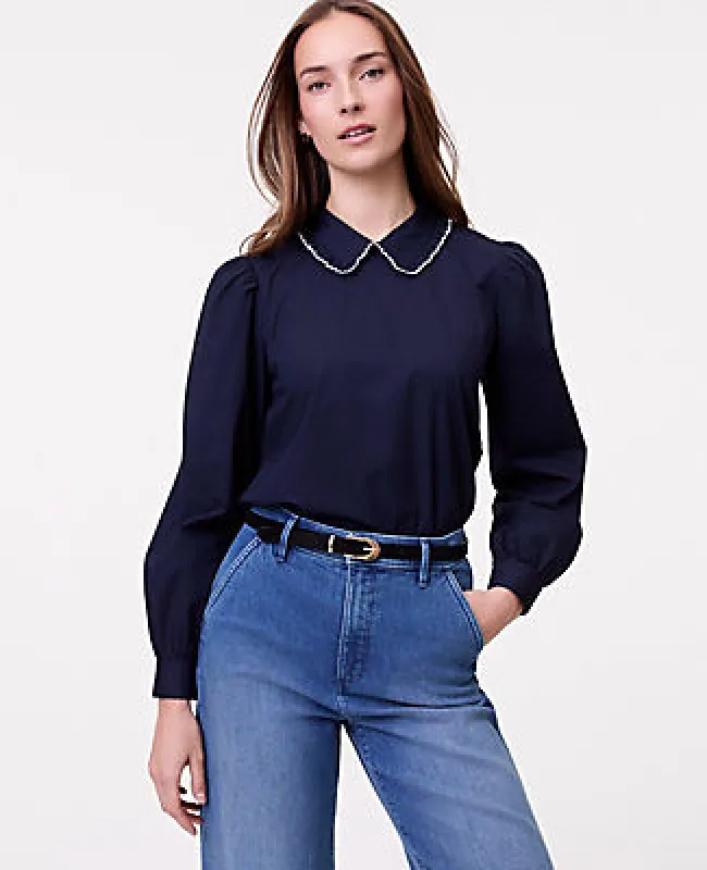 Ann Taylor Weekend Scalloped Trim Blouse made by Ann Taylor