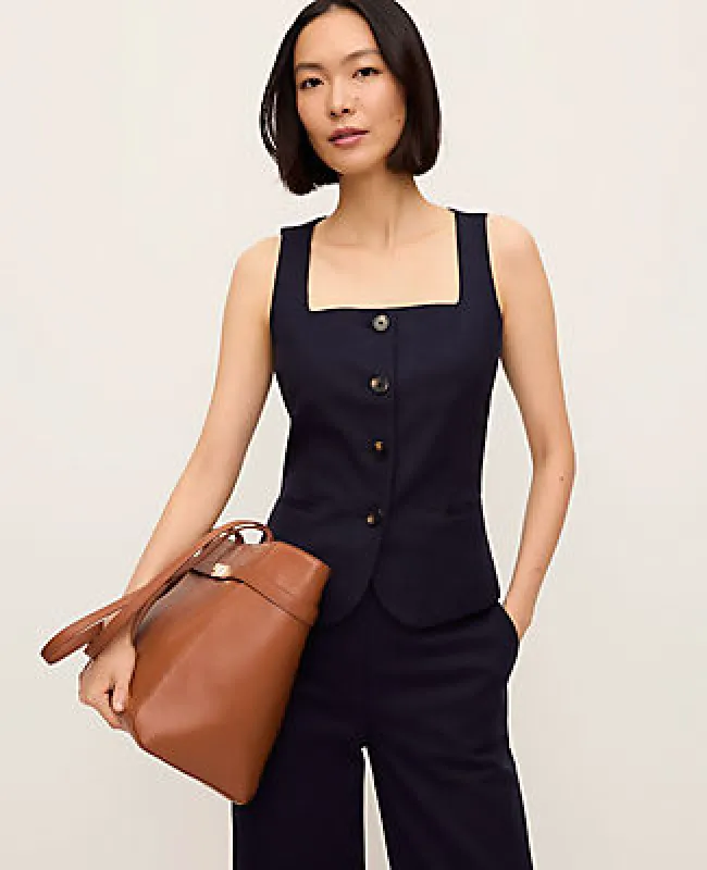 Ann Taylor The Petite Cutaway Square Neck Vest in Doubleweave made by Ann Taylor