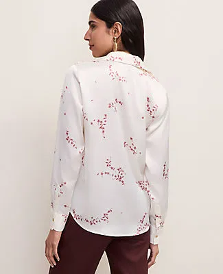 Ann Taylor Petite Floral Satin Essential Shirt sold by Ann Taylor product image thumbnail 2