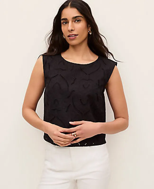 Ann Taylor Petite Eyelet Cropped Top made by Ann Taylor