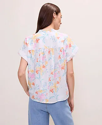 Ann Taylor Petite Floral Linen Blend Split Neck Blouse sold by Ann Taylor product image thumbnail 2