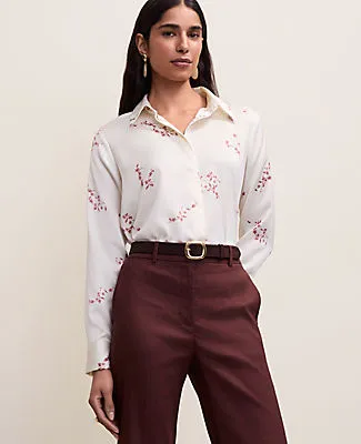 Ann Taylor Floral Satin Essential Shirt sold by Ann Taylor product image thumbnail 3