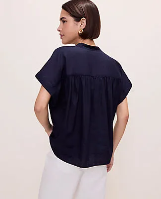 Ann Taylor Petite Linen Blend Split Neck Blouse sold by Ann Taylor product image thumbnail 2