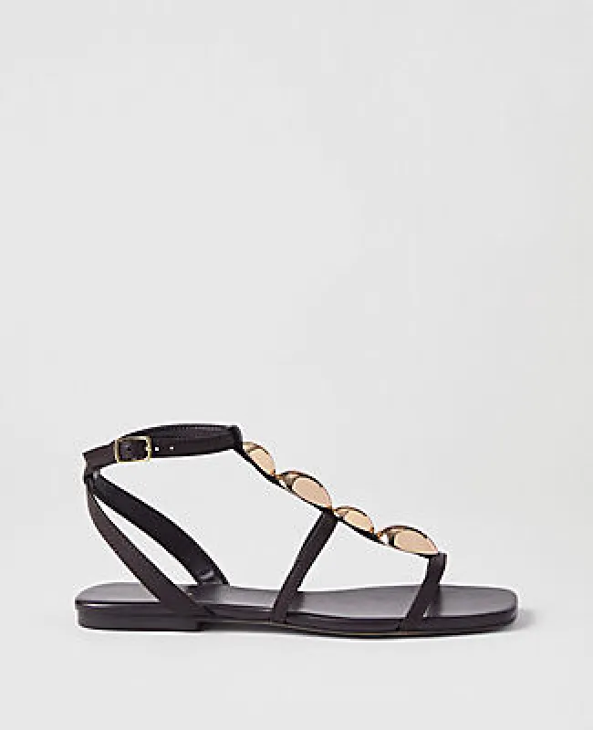 Ann Taylor Leather Hardware Embellished Sandal made by Ann Taylor